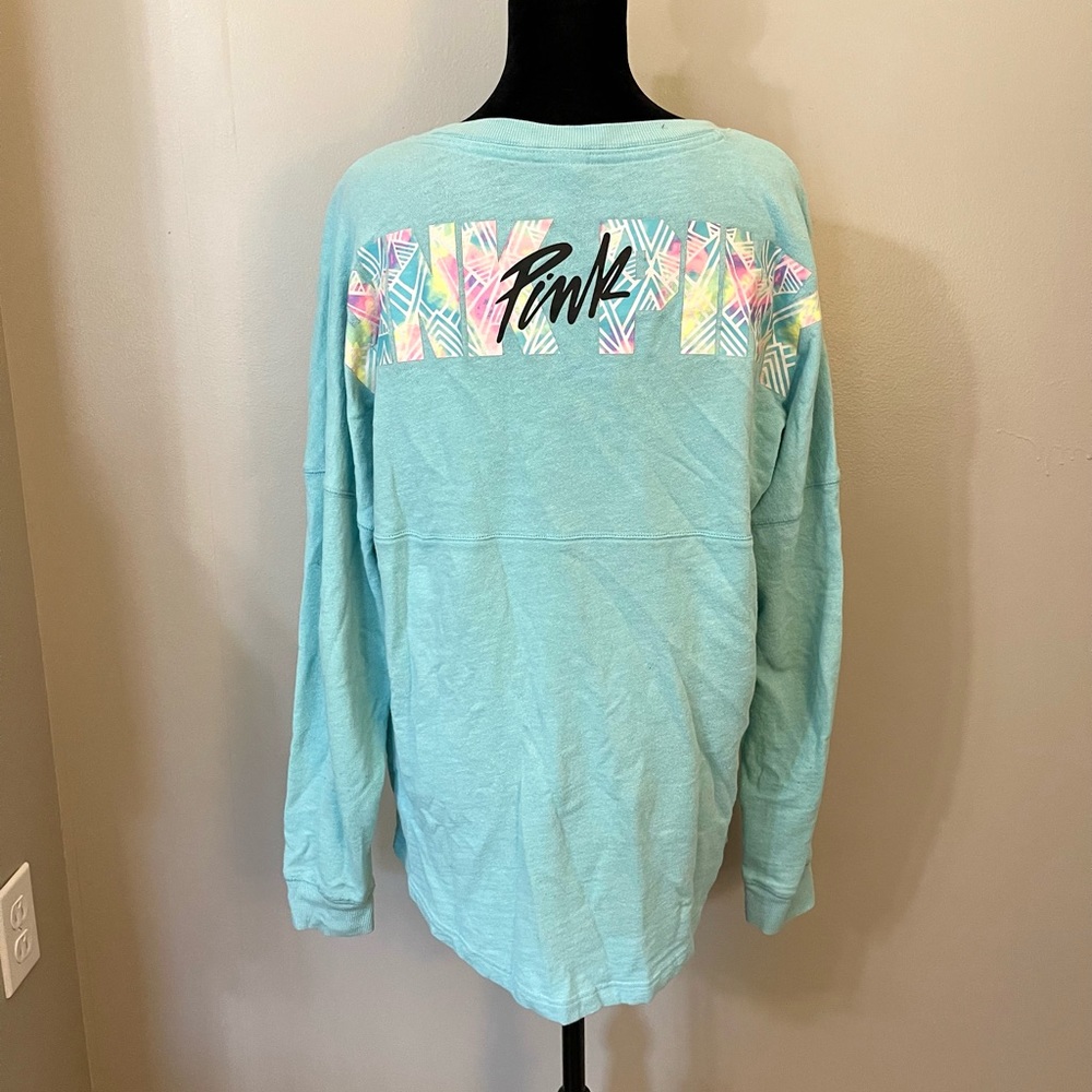 PINK Turquoise Long Sleeve Light Sweatshirt